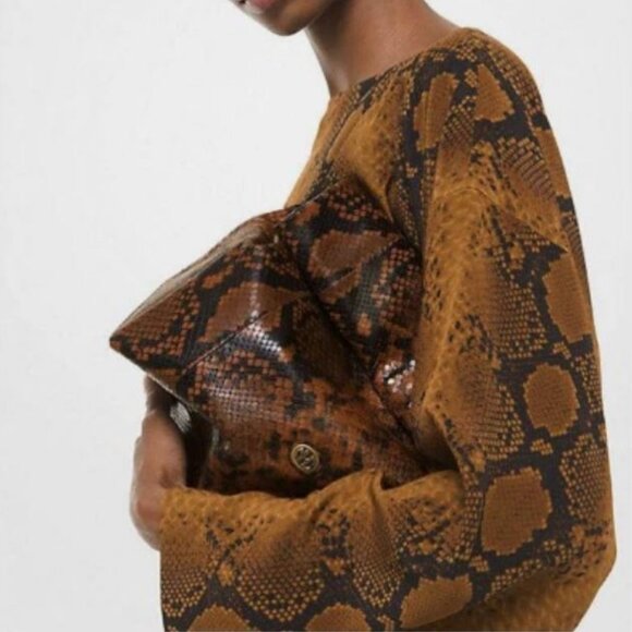 *NWOT* $1490 MICHAEL KORS COLLECTION SNAKE PRINT V-NECK CAFTAN DRESS_L - Picture 3 of 4